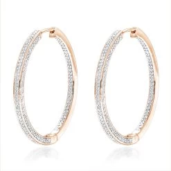 14K White Gold Inside Out Diamond Hoop Earrings For Women 1 Carat By Luxurman -Fashion Accessories Shop 14k gold inside out diamond hoop earrings for women 1 carat by luxurman ro