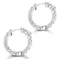 14K White Gold Inside Out Diamond Hoop Earrings For Women 1.5ct -Fashion Accessories Shop 14k gold inside out diamond hoop earrings for women 15ct backwh