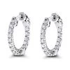 14K White Gold Inside Out Diamond Hoop Earrings For Women 1.5ct
