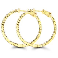 14K Yellow Gold Inside Out Diamond Hoop Earrings For Women By Luxurman 2.1ct -Fashion Accessories Shop 14k gold inside out diamond hoop earrings for women by luxurman 21ct backye