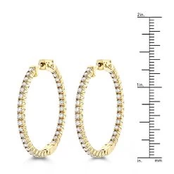 14K Yellow Gold Inside Out Diamond Hoop Earrings For Women By Luxurman 2.1ct -Fashion Accessories Shop 14k gold inside out diamond hoop earrings for women by luxurman 21ct rulerye