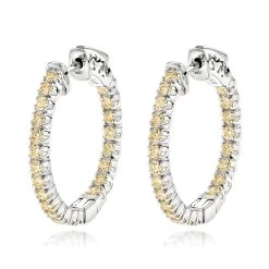 14K Yellow Gold Inside Out Yellow Diamond Hoop Earrings 1.33ct By Luxurman -Fashion Accessories Shop 14k gold inside out yellow diamond hoop earrings 133ct by luxurman wh