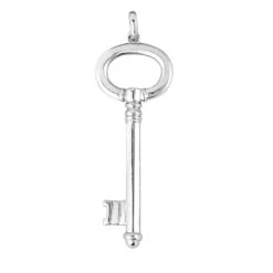 14K White Gold Key Pendant