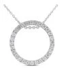 14K White Gold Ladies Circle Diamond Necklace 0.64ct