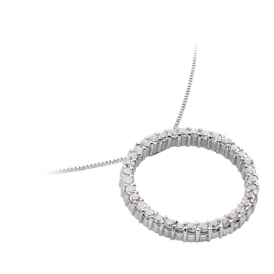 14K White Gold Ladies Circle Diamond Necklace 1.05ct 5 14K White Gold Ladies Circle Diamond Necklace 1.05ct - Image 3