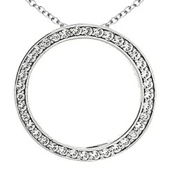 14K White Gold Ladies Circle Diamond Necklace 1.11ct