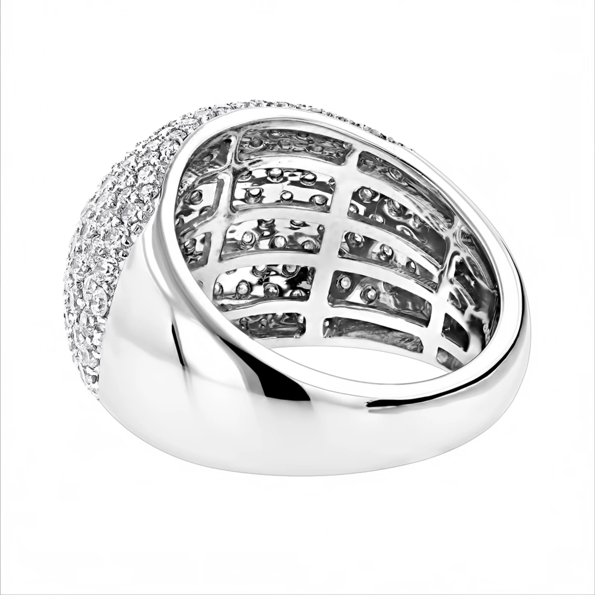 14K White Gold Ladies Designer Pave Diamond Ring 3.5ct 6 14K White Gold Ladies Designer Pave Diamond Ring 3.5ct - Image 4