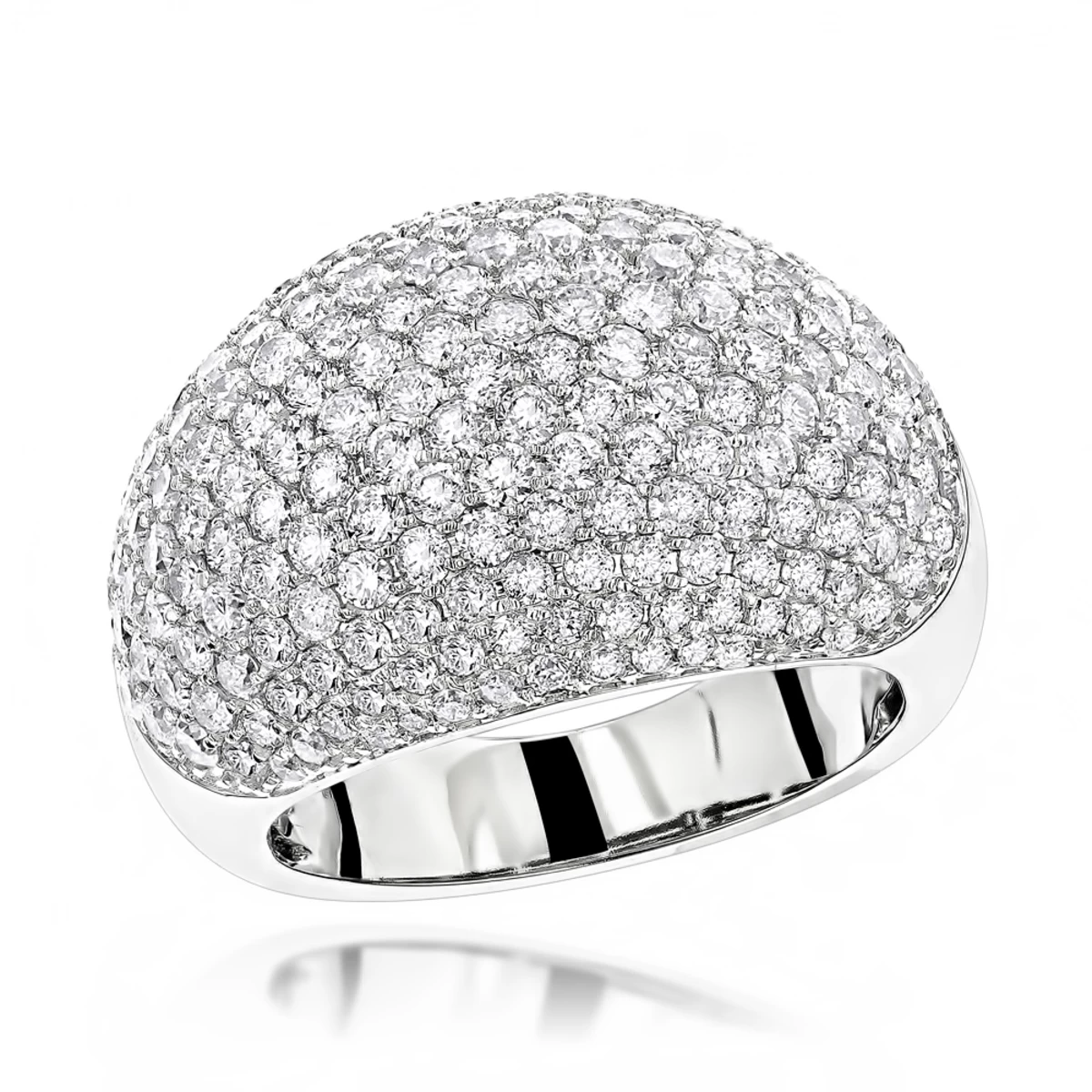 14K White Gold Ladies Designer Pave Diamond Ring 3.5ct 3 14K White Gold Ladies Designer Pave Diamond Ring 3.5ct