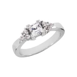 Thin 14K White Gold Ladies Diamond Ring 0.65ct