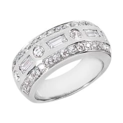 14K White Gold Ladies Diamond Ring 1.24ct 8.9mm