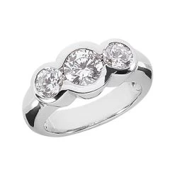 Thin 14K White Gold Ladies Diamond Ring 1.30ct