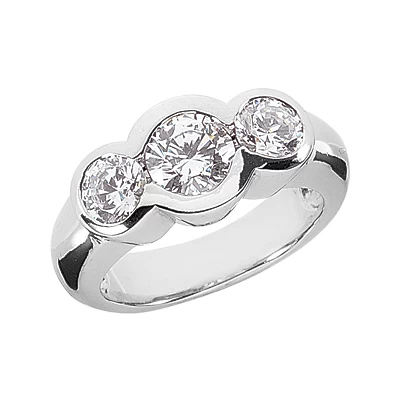Thin 14K White Gold Ladies Diamond Ring 1.30ct 3 Thin 14K White Gold Ladies Diamond Ring 1.30ct