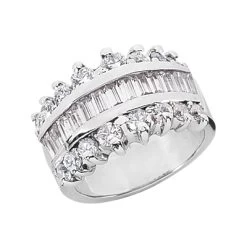 14K White Gold Ladies Diamond Ring 1.79ct 13mm