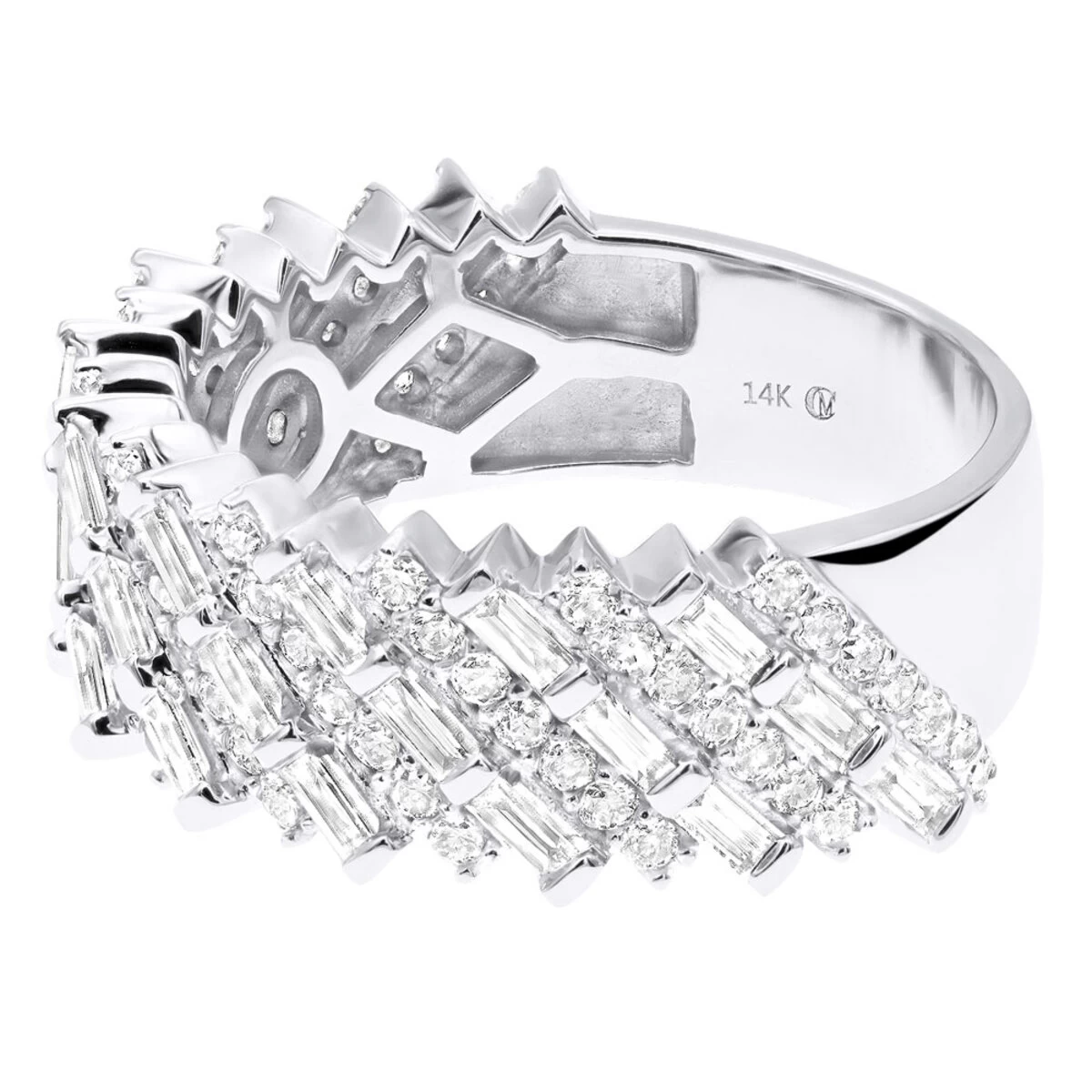 2 Carat Ladies Round & Baguette Diamonds 14K White Gold Ring Unique Wedding Band 6 2 Carat Ladies Round & Baguette Diamonds 14K White Gold Ring Unique Wedding Band - Image 4