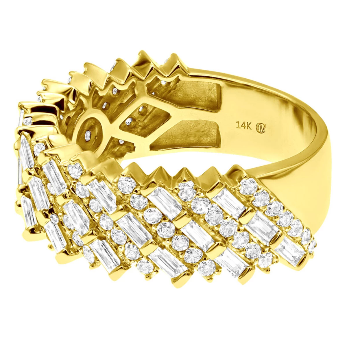 2 Carat Ladies Round & Baguette Diamonds 14K White Gold Ring Unique Wedding Band 7 2 Carat Ladies Round & Baguette Diamonds 14K White Gold Ring Unique Wedding Band - Image 5