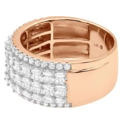 Unique Ladies Diamond Wedding Band 14K White Gold 3ct -Fashion Accessories Shop 14k gold ladies unique wedding band 3ct round and baguette diamond ring back rose