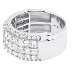 Unique Ladies Diamond Wedding Band 14K White Gold 3ct -Fashion Accessories Shop 14k gold ladies unique wedding band 3ct round and baguette diamond ring back white