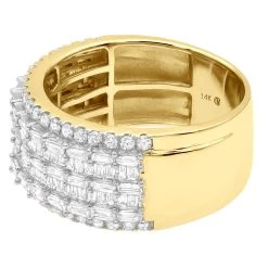 Unique Ladies Diamond Wedding Band 14K White Gold 3ct -Fashion Accessories Shop 14k gold ladies unique wedding band 3ct round and baguette diamond ring back yellow