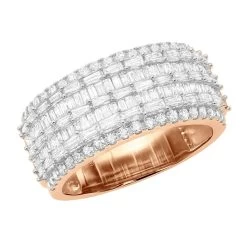 Unique Ladies Diamond Wedding Band 14K White Gold 3ct -Fashion Accessories Shop 14k gold ladies unique wedding band 3ct round and baguette diamond ring rose