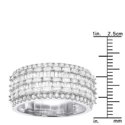 Unique Ladies Diamond Wedding Band 14K White Gold 3ct -Fashion Accessories Shop 14k gold ladies unique wedding band 3ct round and baguette diamond ring ruler white