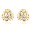 14K Yellow Gold Love Knot Diamond Earrings Solitaire Studs 1.4ct