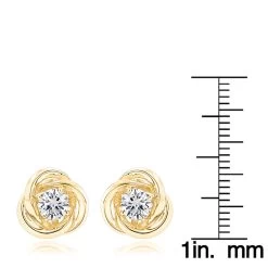 14K Yellow Gold Love Knot Diamond Earrings Solitaire Studs 1.4ct -Fashion Accessories Shop 14k gold love knot diamond earrings solitaire studs 14ct rulerye