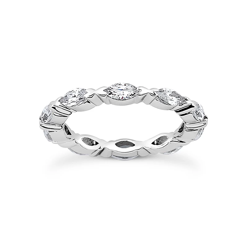 Thin 14K White Gold Marquise Cut Diamond Eternity Band 1.50ct 3 Thin 14K White Gold Marquise Cut Diamond Eternity Band 1.50ct