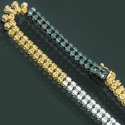 14K White Gold Men's Diamond Chain White Yellow Blue Diamonds Tennis Necklace 3 14K White Gold Men's Diamond Chain White Yellow Blue Diamonds Tennis Necklace