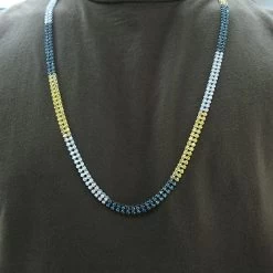 14K White Gold Men's Diamond Chain White Yellow Blue Diamonds Tennis Necklace 9 14K White Gold Men's Diamond Chain White Yellow Blue Diamonds Tennis Necklace -Fashion Accessories Shop 14k gold mens color diamond chain necklace 2535ct p 270bod