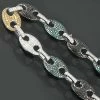 14K White Gold Men's Color Diamond Gucci Link Chain 29ct