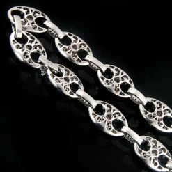 14K White Gold Men's Color Diamond Gucci Link Chain 29ct -Fashion Accessories Shop 14k gold mens color diamond gucci link chain 29ct p 5805back