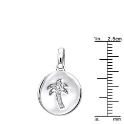 14K White Gold Palm Tree Circle Diamond Pendant 0.1ct Small Charm -Fashion Accessories Shop 14k gold palm tree circle diamond pendant 010ct p 35181 rulerwh