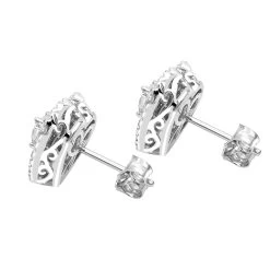 14K White Gold Pave Diamond Heart Earrings For Women 1 Carat Diamond Studs -Fashion Accessories Shop 14k gold pave diamond heart earrings for women 1 carat diamond studs backwh