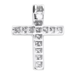 14K White Gold Princess Cut Diamond Cross Necklace 0.7ct -Fashion Accessories Shop 14k gold princess cut diamond cross necklace 060ct p 26539 backwh