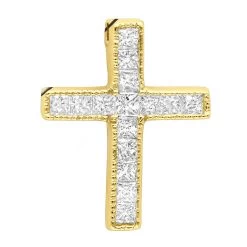 14K White Gold Princess Cut Diamond Cross Necklace 0.7ct -Fashion Accessories Shop 14k gold princess cut diamond cross necklace 060ct p 26539 ye
