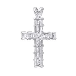 14K White Gold Princess Cut Diamond Cross Pendant 2.20ct -Fashion Accessories Shop 14k gold princess cut diamond cross pendant 220ct p 26518 backwh