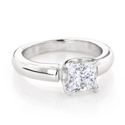 14K White Gold Solitaire Princess Cut Diamond Engagement Ring 1 Carat