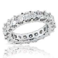 14K White Gold Princess Cut Diamond Eternity Band 5.40ct