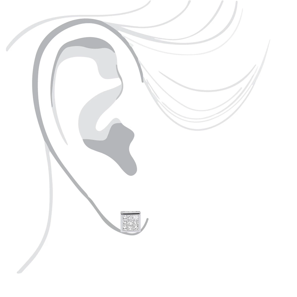 14K White Gold Princess Cut Diamond Stud Earrings For Men & Women 1 Carat 9 14K White Gold Princess Cut Diamond Stud Earrings For Men & Women 1 Carat - Image 7