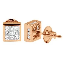 14K White Gold Princess Cut Diamond Stud Earrings For Men & Women 1 Carat 12 14K White Gold Princess Cut Diamond Stud Earrings For Men & Women 1 Carat -Fashion Accessories Shop 14k gold princess cut diamond stud earrings 092ct p 5681 rose