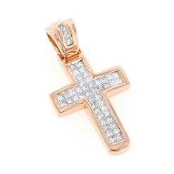 14K Yellow Gold Princess Diamond Cross Pendant 0.76ct -Fashion Accessories Shop 14k gold princess diamond cross pendant 076ct p 6610 ro
