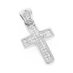 14K Yellow Gold Princess Diamond Cross Pendant 0.76ct -Fashion Accessories Shop 14k gold princess diamond cross pendant 076ct p 6610 wh