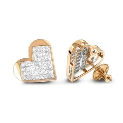 14K Yellow Gold Princess Diamond Heart Earrings 0.88ct -Fashion Accessories Shop 14k gold princess diamond heart earrings 088ct p 6337 ro
