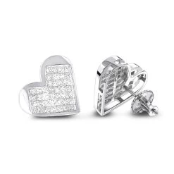 14K Yellow Gold Princess Diamond Heart Earrings 0.88ct -Fashion Accessories Shop 14k gold princess diamond heart earrings 088ct p 6337 wh