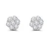 14K White Gold Prong Round Diamond Clusters Earrings 1ct Studs