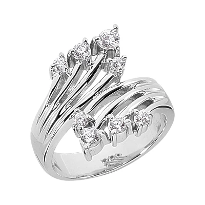 14K White Gold Right Hand Diamond Ladies Ring 0.42ct 3 14K White Gold Right Hand Diamond Ladies Ring 0.42ct