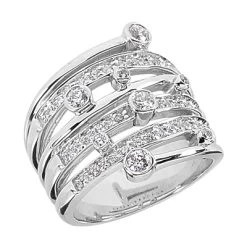 14K White Gold Right Hand Diamond Ladies Ring 1.23ct