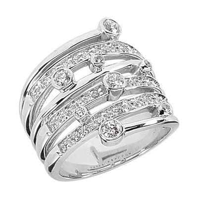 14K White Gold Right Hand Diamond Ladies Ring 1.23ct 3 14K White Gold Right Hand Diamond Ladies Ring 1.23ct