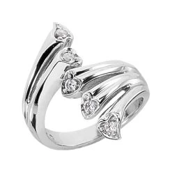 14K White Gold Right Hand Diamond Ring 0.20ct