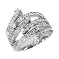 14K White Gold Right Hand Ladies Diamond Ring 0.94ct